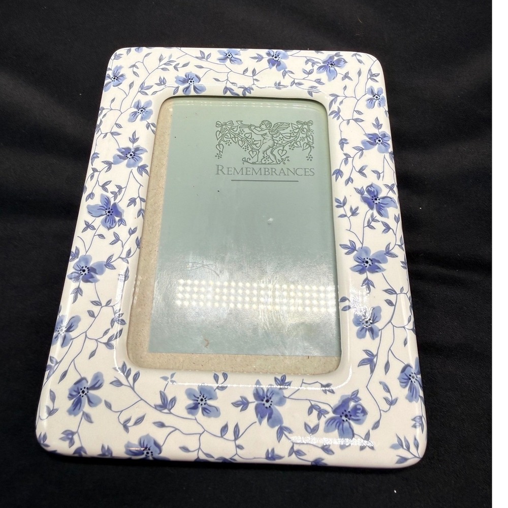 Nantucket Distributing Remembrances Ceramic Floral Picture Frame 3.5x5 Blue